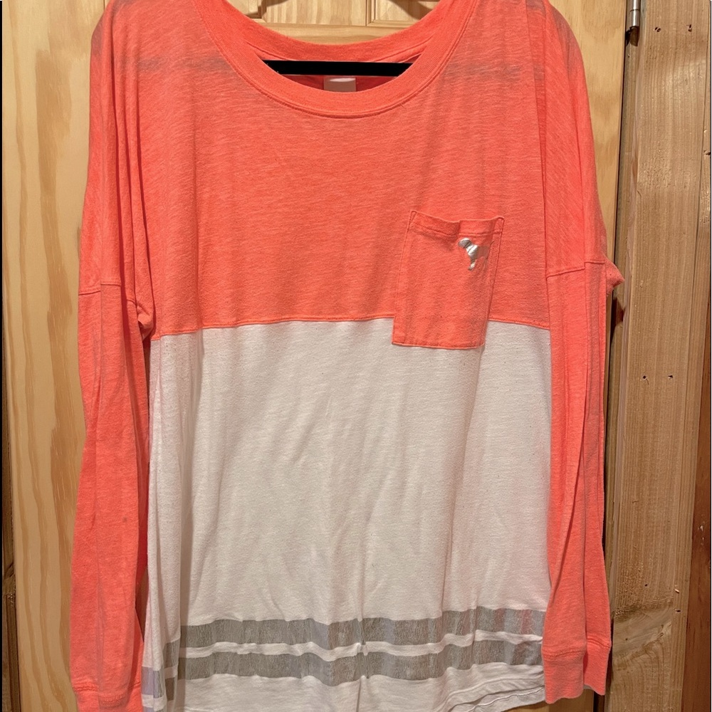 3/$10 PINK Long Sleeve- Peach, White & Silver